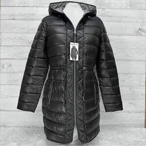 Kenneth Cole M/L Quilted Anorak Puffer Jacket • Black • NWT